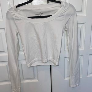 White Free People Stretchy Cropped Long Sleeve